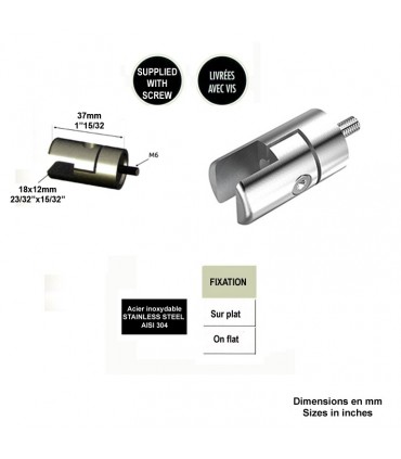 Pince à tôle sur plat pour profil d'encadrement 18x12mm INOX304
