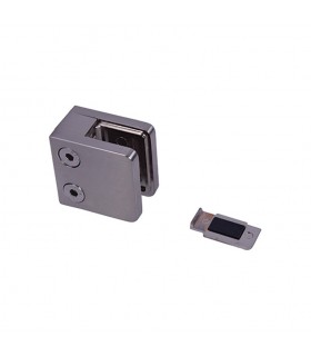 Pince à verre 45mm en ZAMAC BROSSE pour poteau carré ou plat.