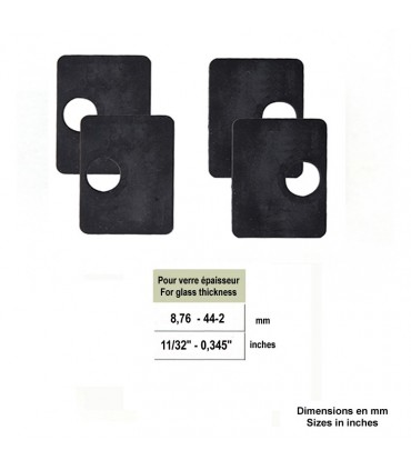 Lot de 4 caoutchoucs pour pince à verre d'angle carrée 8,76mm 