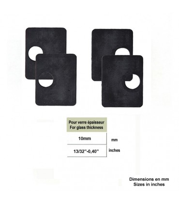 Lot de 4 caoutchoucs pour pince à verre d'angle carrée 10mm