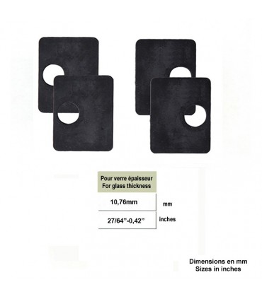 Lot de 4 caoutchoucs pour pince à verre d'angle carrée 10,76mm