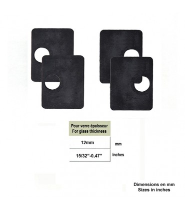 Lot de 4 caoutchoucs pour pince à verre d'angle carrée 12mm 