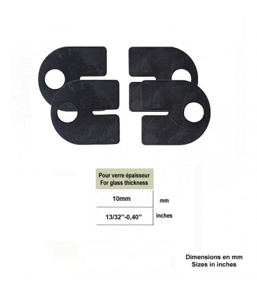 Lot de 4 caoutchoucs pour pince à verre d'angle arrondie epr 10mm