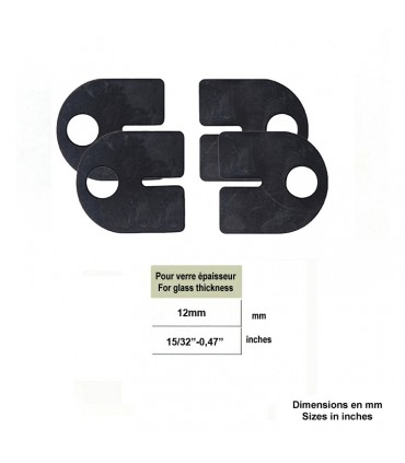 Lot de 4 caoutchoucs pour pince à verre d'angle arrondie 12mm