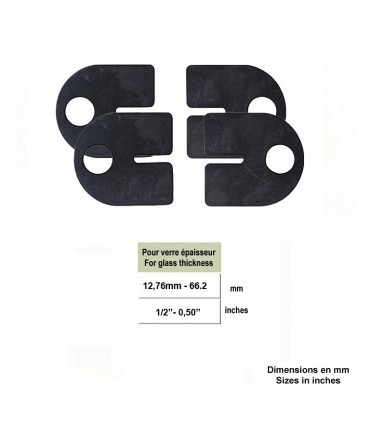 Lot de 4 caoutchoucs pour pince à verre d'angle arrondie 12,76mm