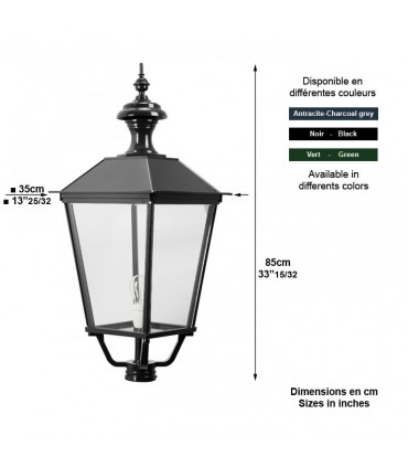 Lanterne carré K5 85cm sans pied