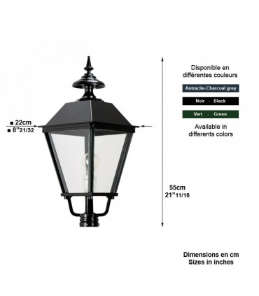 Lanterne carré K6B 55cm sans pied