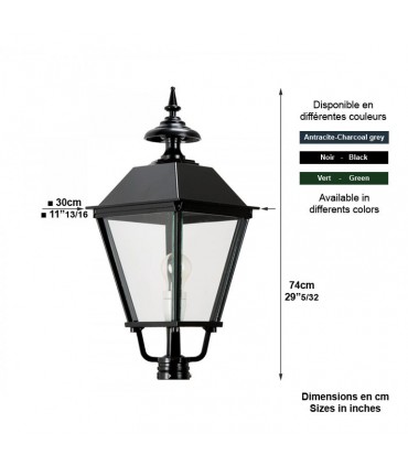 Lanterne carré K6 74cm sans pied