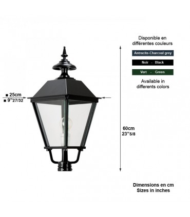 Lanterne carré K6C 60cm sans pied