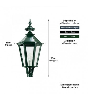 Lanterne carré K7C 50cm sans pied