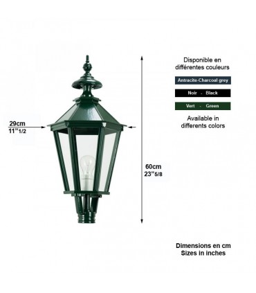 Lanterne carré K7B 60cm sans pied