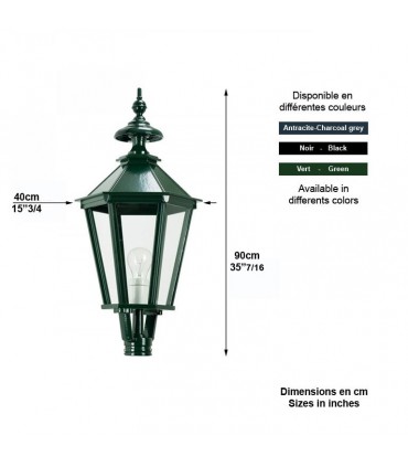 Lanterne carré K7 90cm sans pied