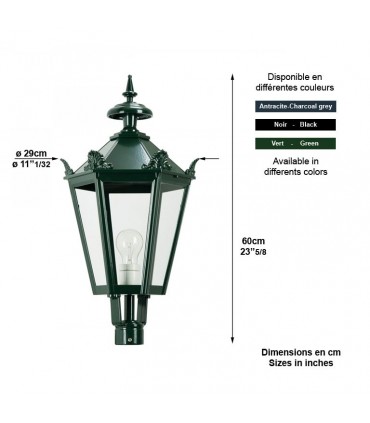 Luminaire hexagonal K7Bkr avec couronne - 60cm