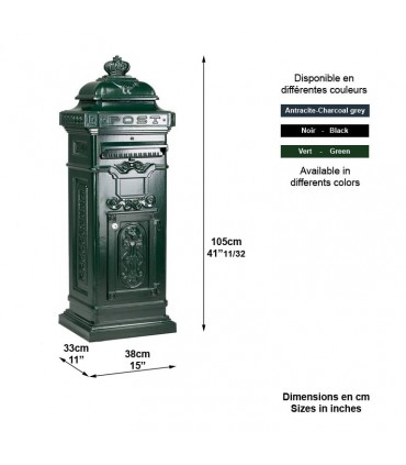 Boite aux lettres sur pied fonte 105cm