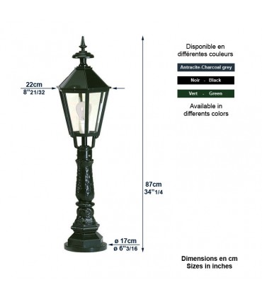 Luminaire EIFEL potelet 87cm