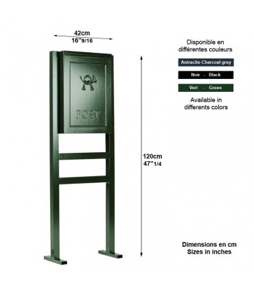 Boite aux lettres B9A sur pied 120cm