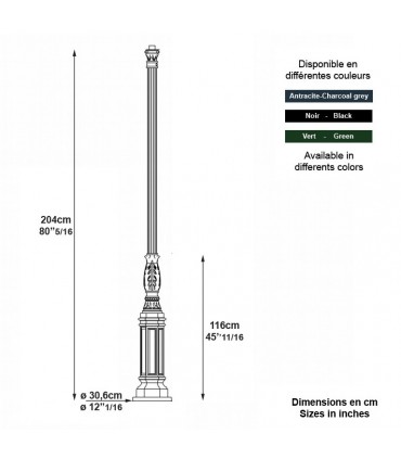 Poteau KS1 pour luminaire - 204cm