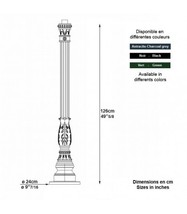 Poteau KS3 pour luminaire - 126cm