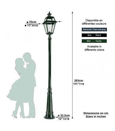 Lampadaire MAASTRICHT poteau 283cm