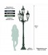Réverbère MILANO 4 points lumineux sur poteau. H290cm