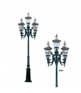 Réverbère TORONTO 5 points lumineux sur poteau. H450cm