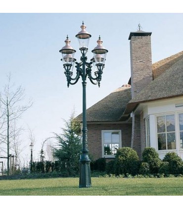 Réverbère TORONTO 5 points lumineux sur poteau. H450cm