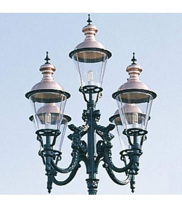 Réverbère TORONTO 5 points lumineux sur poteau. H450cm