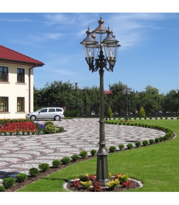 Réverbère TORONTO 5 points lumineux sur poteau. H450cm