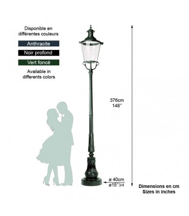 Lampadaire LEIDEN sur poteau. H376cm