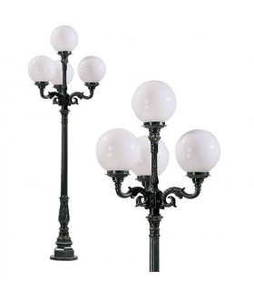 Réverbère LYON 4 points lumineux sur poteau. H255cm