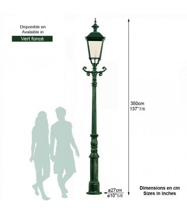 Lampadaire ALKMAAR 1 point lumineux sur poteau. 350cm