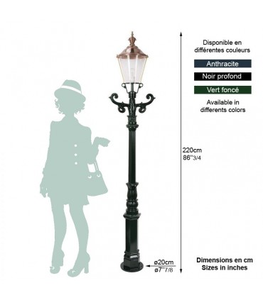 Lampadaire DE ZAAN sur poteau. 220cm