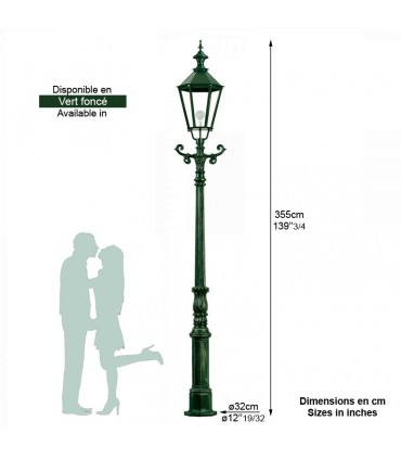 Lampadaire SCHIEDAM 1 point lumineux sur poteau 355cm