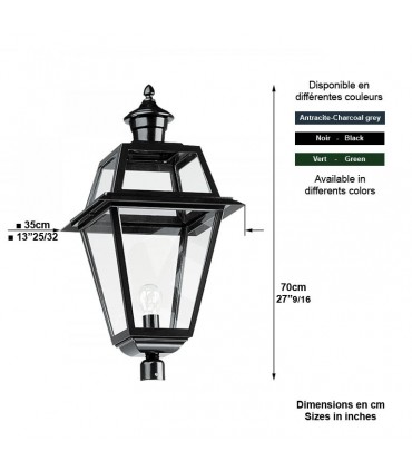 Lanterne carré K14 70cm sans pied