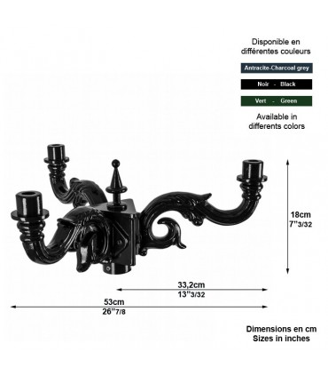 Potence - Réhausse multibras pour 3 luminaires...