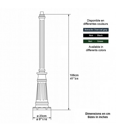 Potelet E85 en aluminium pour luminaire - 106cm