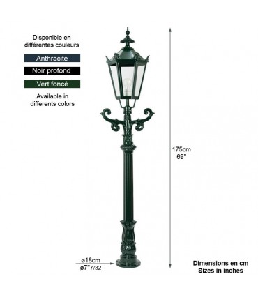 Lampadaire DE BEETS sur potelet 175cm 