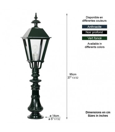 Lampadaire BRIGHTON, 1point lumineux, sur potelet 95cm