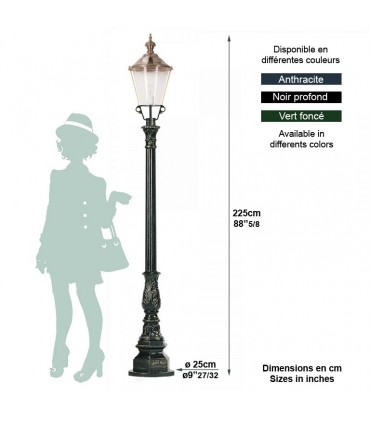 Lampadaire OBERHAUSEN, 1 point lumineux, sur poteau 225cm