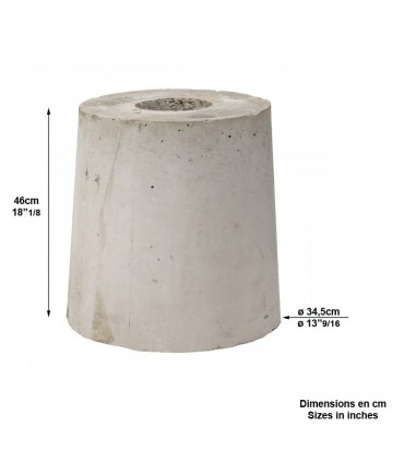 Socle en béton ø 34,5cm pour fixation de luminaires. 