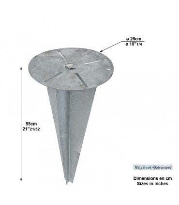 Clé d'ancrage coupe-vent ø 26cm pour fixation de luminaires. 