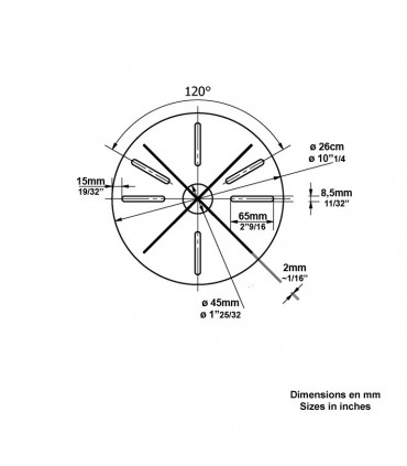Clé d'ancrage coupe-vent ø 26cm pour fixation de luminaires. 