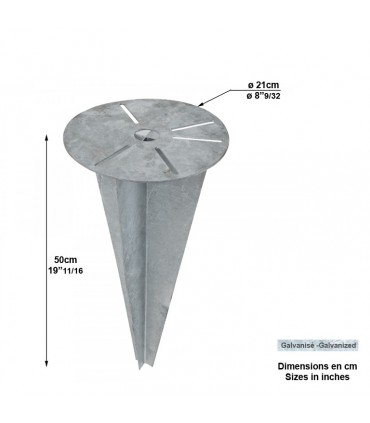 Clé d'ancrage coupe-vent ø 21cm pour fixation de luminaires. 