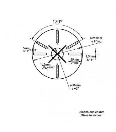 Clé d'ancrage coupe-vent ø 21cm pour fixation de luminaires. 