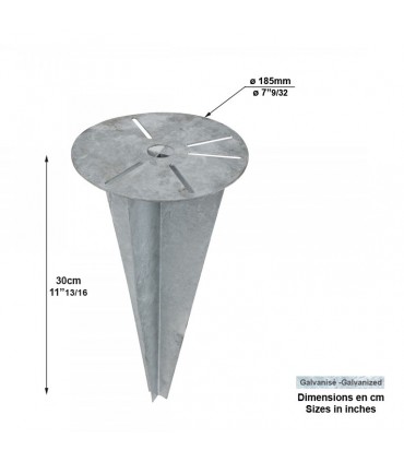 Clé d'ancrage coupe-vent ø 18,5cm pour fixation de luminaires. 