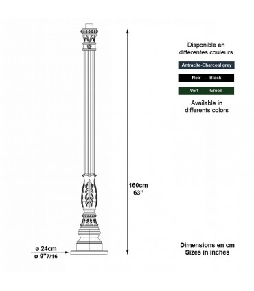 Potelet KS6 pour luminaire - 160cm