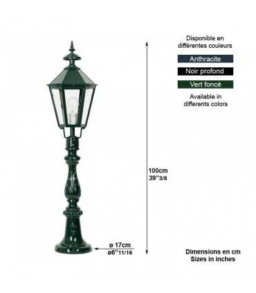 Luminaire de jardin OXFORD 143 hexagonal sur potelet 100cm