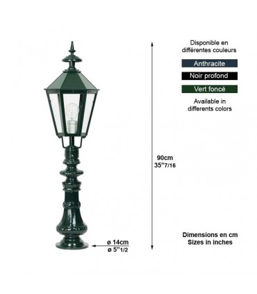 Luminaire de jardin OXFORD 16 hexagonal sur potelet 90cm