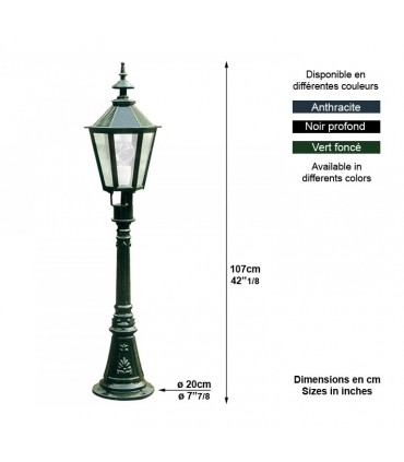 Luminaire de jardin OXFORD 17 hexagonal sur potelet 107cm