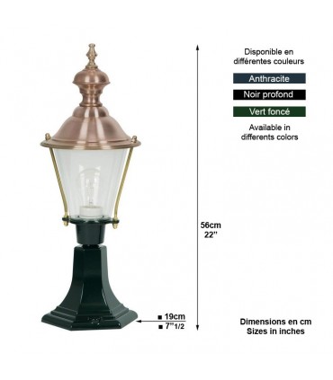 Lampadaire rond D207 sur pied chapeau cuivre 56cm